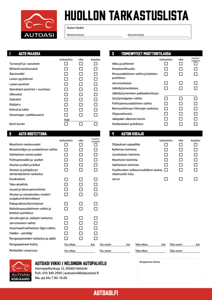 Autoasi viikki vuosihuolto