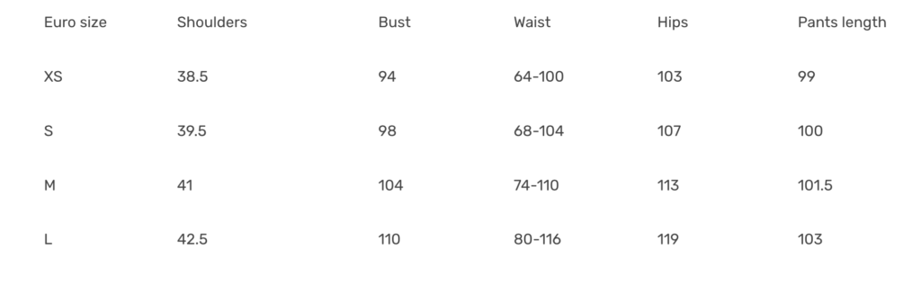 Naisten joulupyjama koot