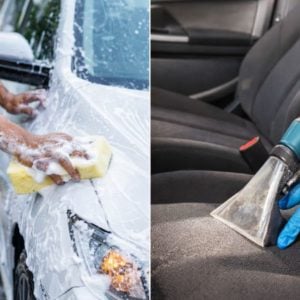 Henkilöauton käsinpesu, ulkopesu kevytvahalla tai käsipesu ja penkkien märkäpesu